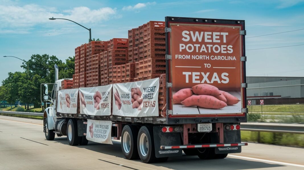 how far did sweet potatoes travel to texas